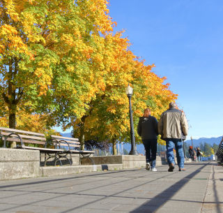 Couple walking outdoors